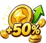 Coins +50%